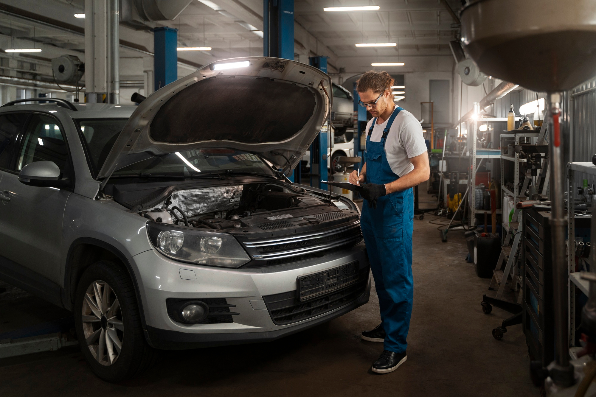 Mechanic conducting general vehicle repairs